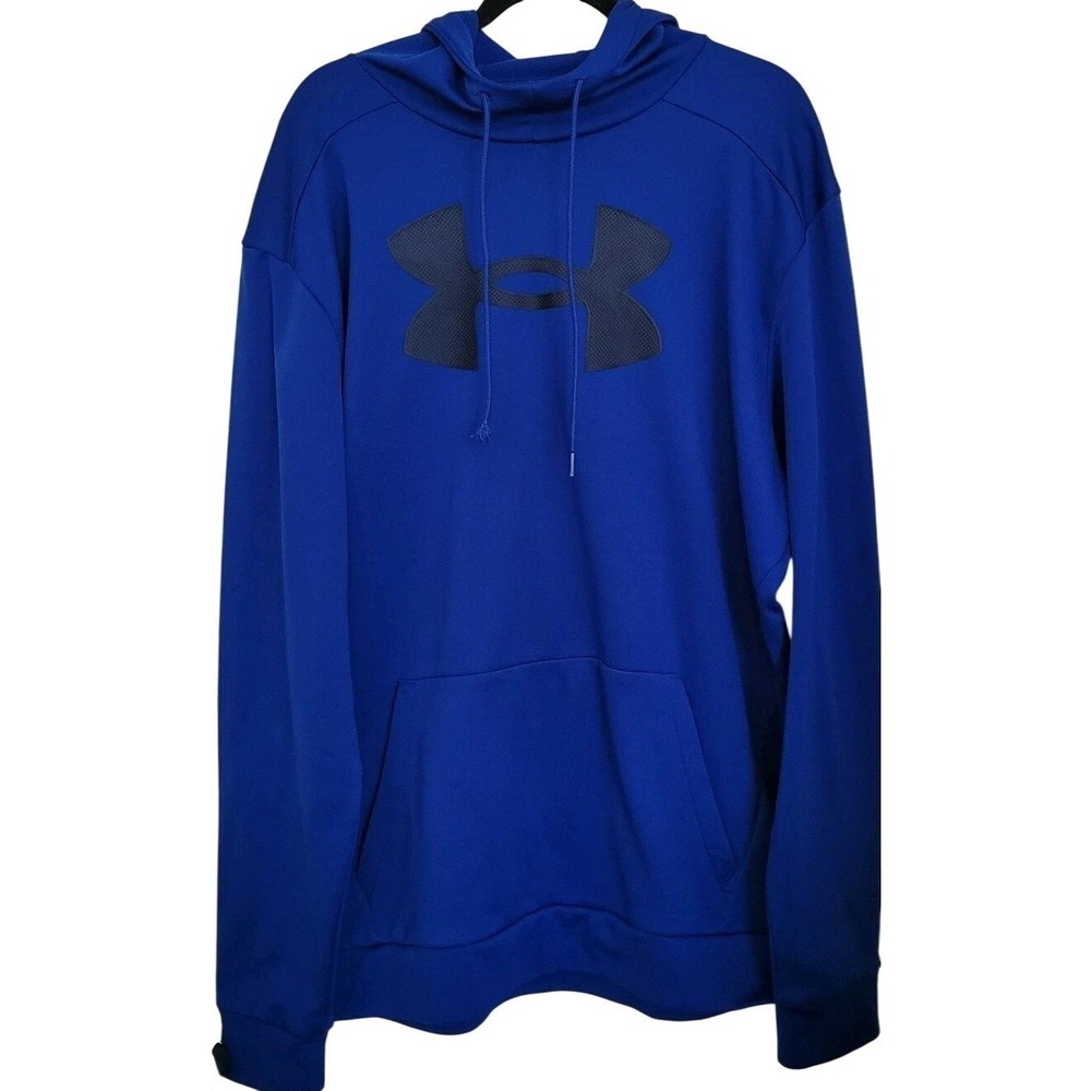 Under‎ Armour Fleece Blue XLT Pullover Men's Hoodie Loose Fit Logo Drawstring